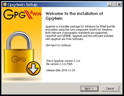Incomincia la configurazione di GPG4Win